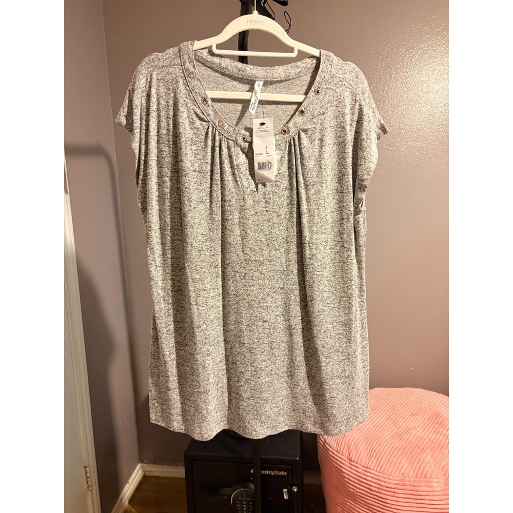 My Collection Gray Grommet T-Shirt Sz 1X - NWT